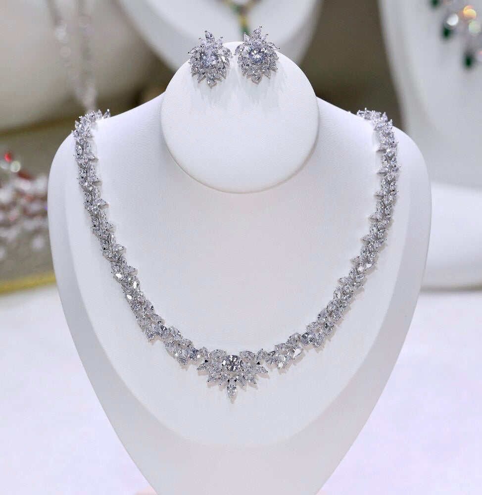 Wedding Jewelry - Cubic Zirconia Bridal Jewelry Set - Available in Silver and Rose Gold
