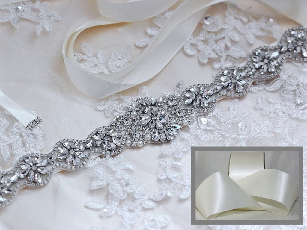 Kræft hestekræfter sorg Wedding Accessories - Silver Crystal Bridal Belt/Sash | ADORA by Simona