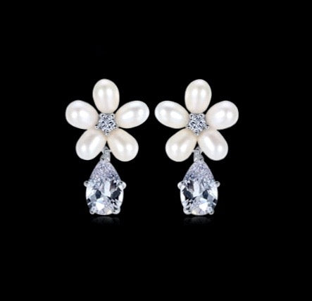 Pearl Wedding Jewelry - Freshwater Pearl and Cubic Zirconia Bridal Jewelry Set