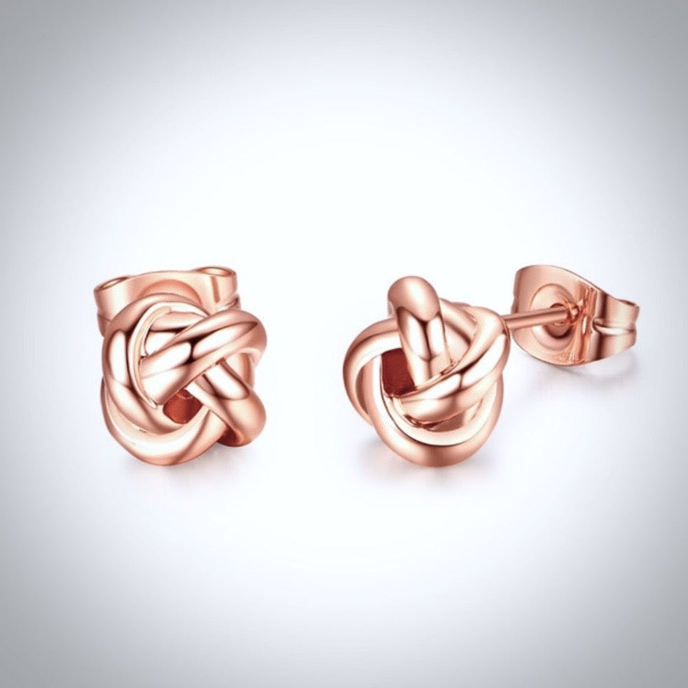 Wedding Jewelry - Knot Bridal Earrings - Available in Rose Gold and Silver