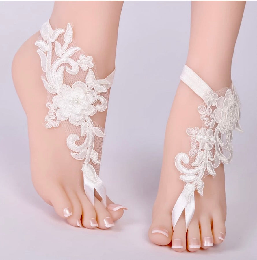 Adora by Simona Wedding Accessories - Lace Wedding Barefoot Sandals