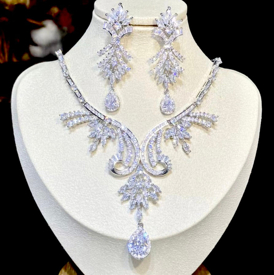 Wedding Jewelry - Luxury Silver Cubic Zirconia Bridal Jewelry Set