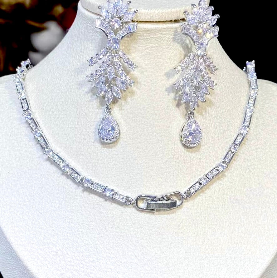 Wedding Jewelry - Luxury Silver Cubic Zirconia Bridal Jewelry Set