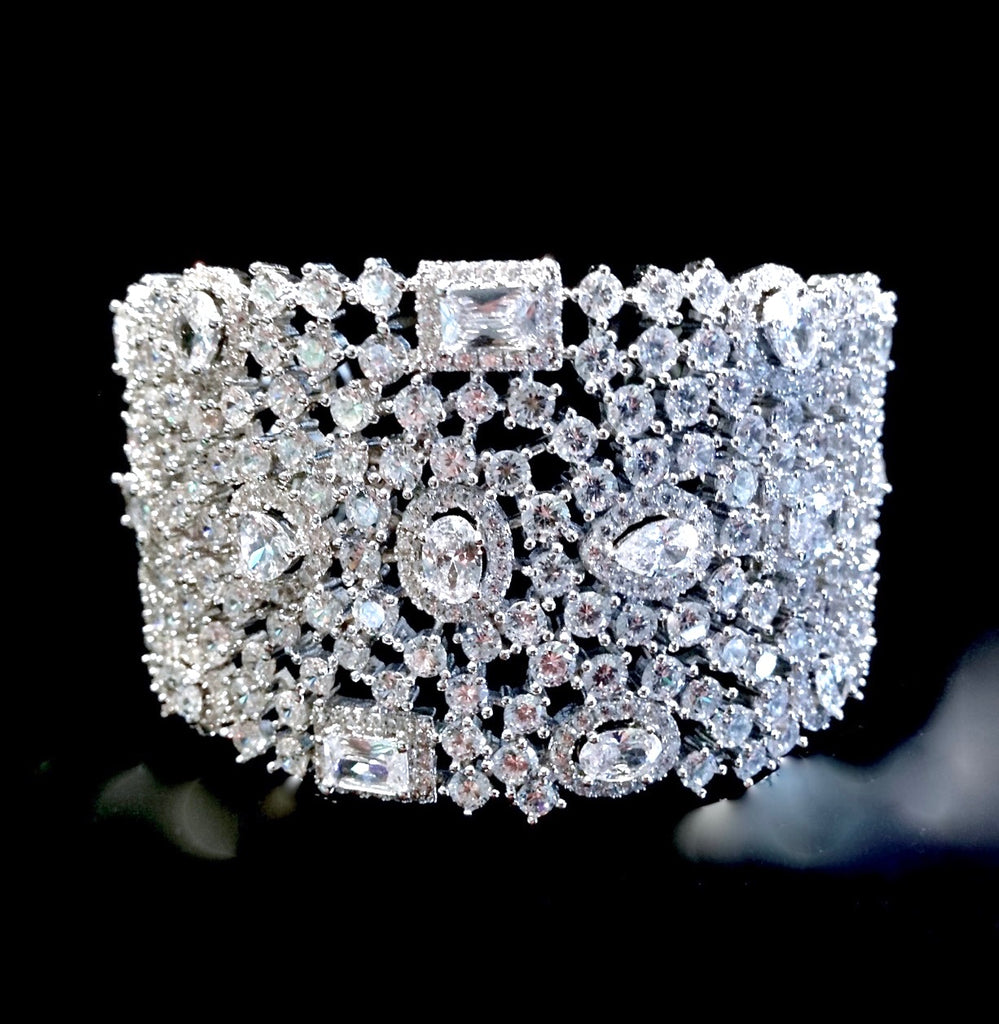 Wedding Jewelry - Cubic Zirconia Bridal Cuff Bracelet