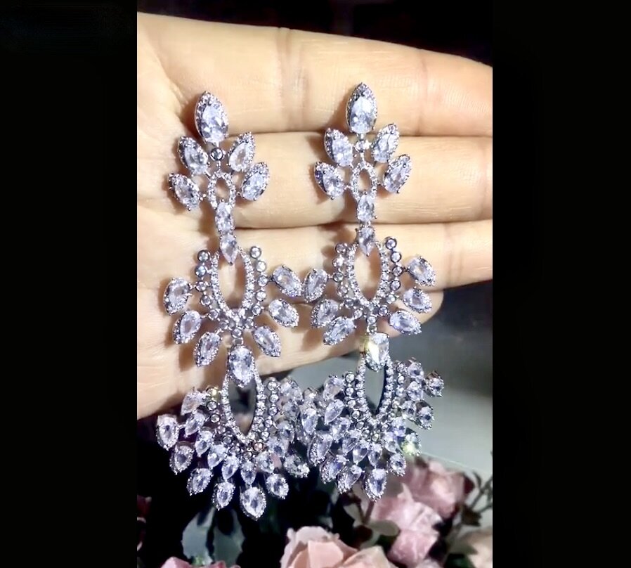 Wedding Jewelry - Luxury Cubic Zirconia Bridal Earrings