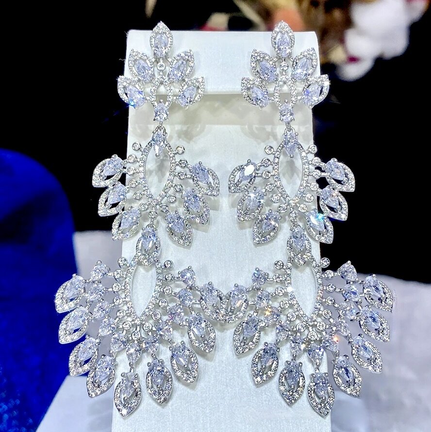 Wedding Jewelry - Luxury Cubic Zirconia Bridal Earrings