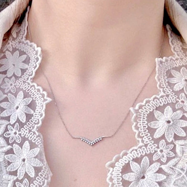 Wedding Jewelry - Minimalist 925 Sterling Silver CZ Bridal Necklace