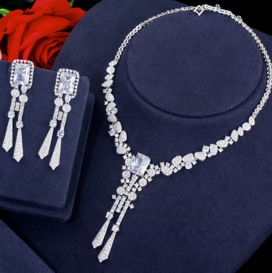 Wedding Jewelry - Luxury Silver Cubic Zirconia Bridal Jewelry Set