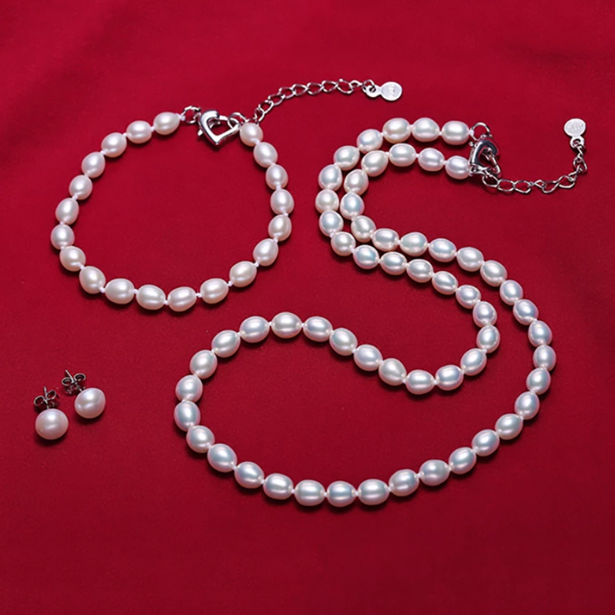 Wedding Pearl Jewelry - Natural Freshwater Pearl 3-Piece Bridal Jewelry Set
