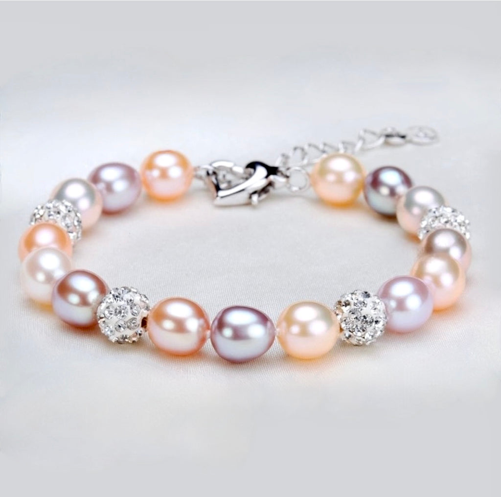 Wedding Pearl Jewelry - Multicolor Natural Pearl Bridal Bracelet