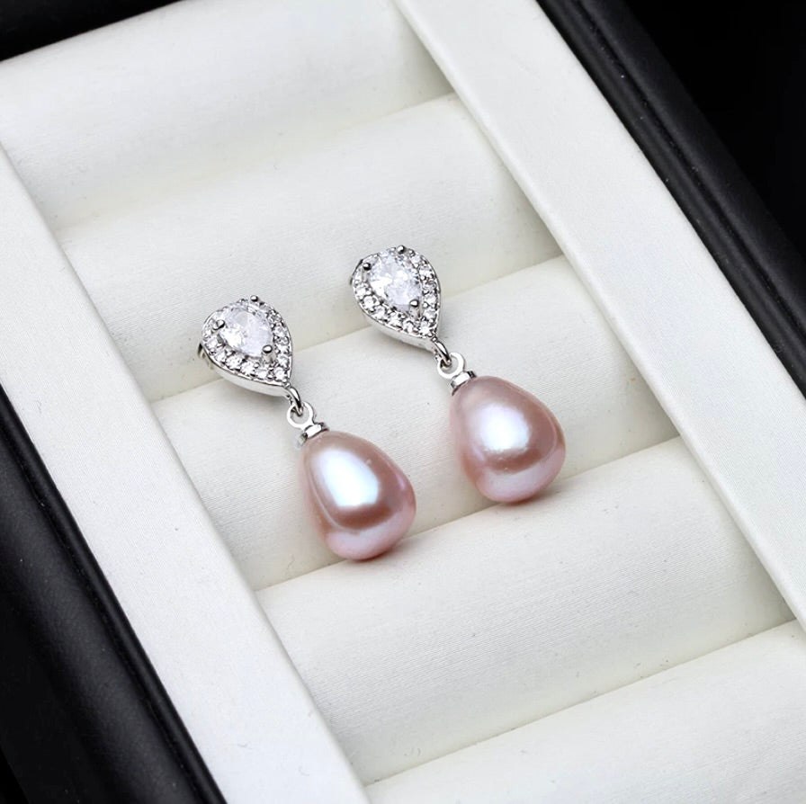 Pearl Wedding Jewelry - Sterling Silver Natural Pearl Bridal Earrings - More Colors