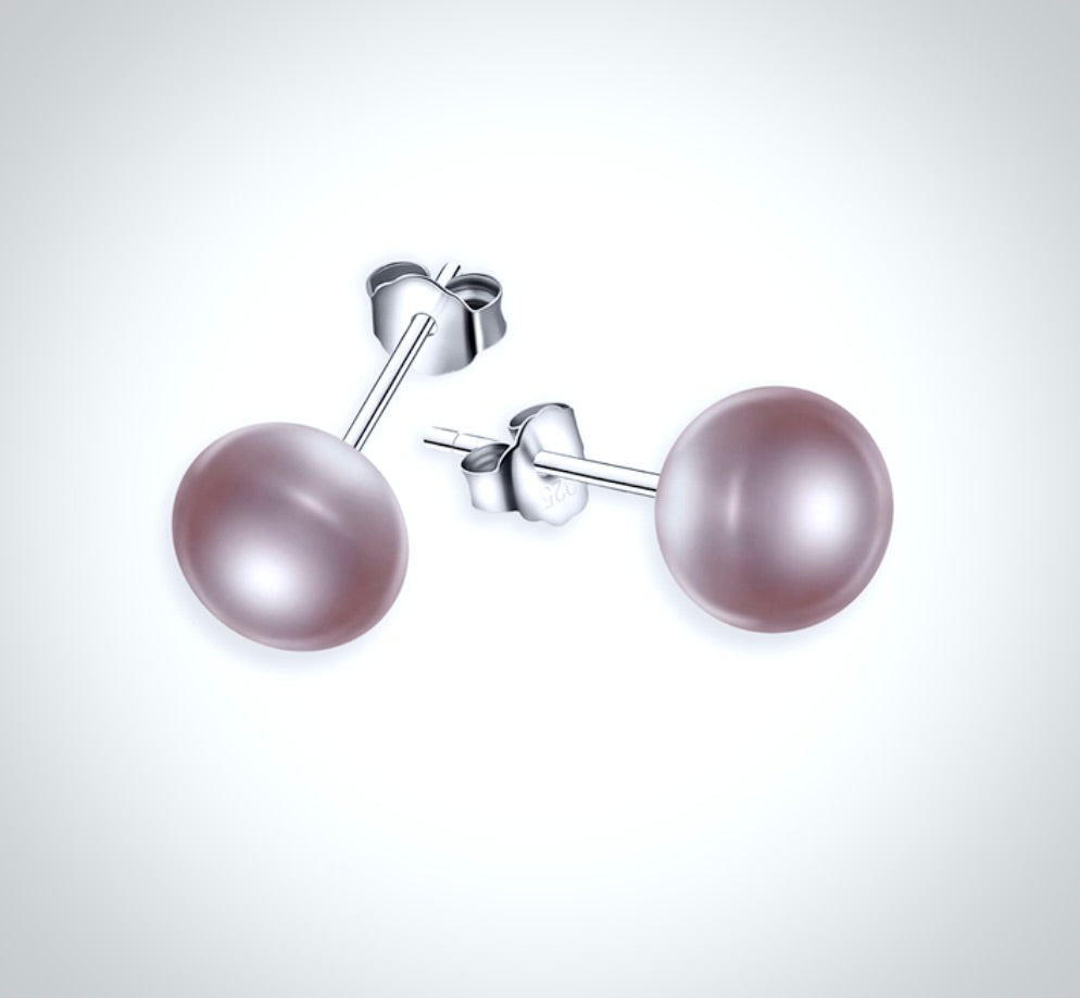 Pearl Wedding Jewelry - Freshwater Pearl and Sterling Silver Stud Earrings - More Colors