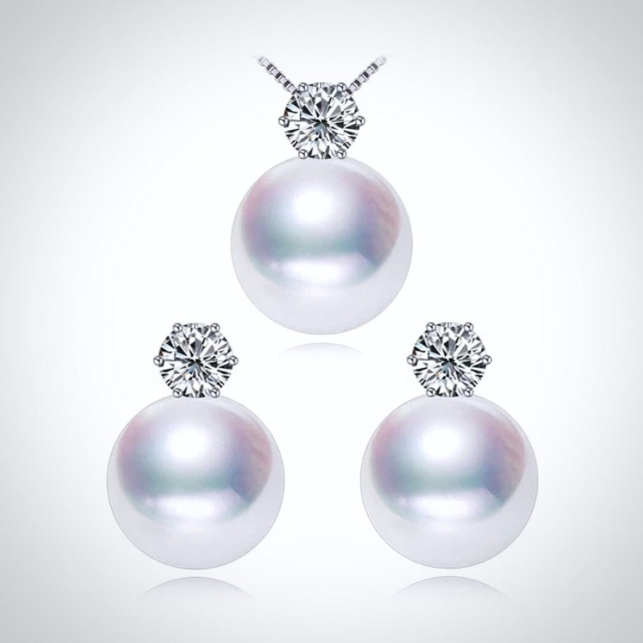 Pearl Wedding Jewelry Sets - Freshwater Pearl and Sterling Silver Bridal Necklace and Earrings Set