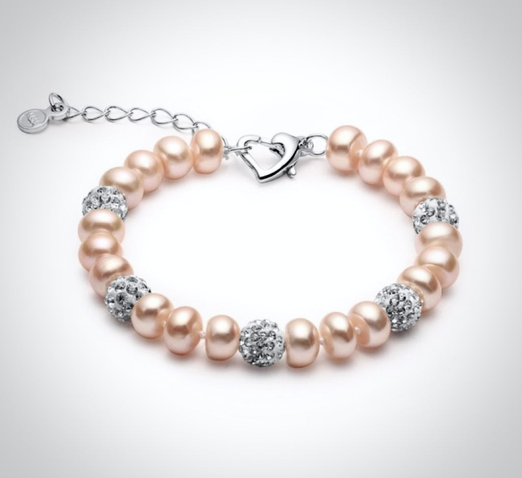 Wedding Jewelry - Natural Pearl 925 Sterling Silver Bridal Bracelet - More Colors