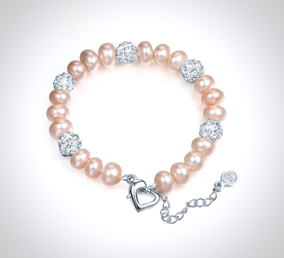 Wedding Jewelry - Natural Pearl 925 Sterling Silver Bridal Bracelet - More Colors