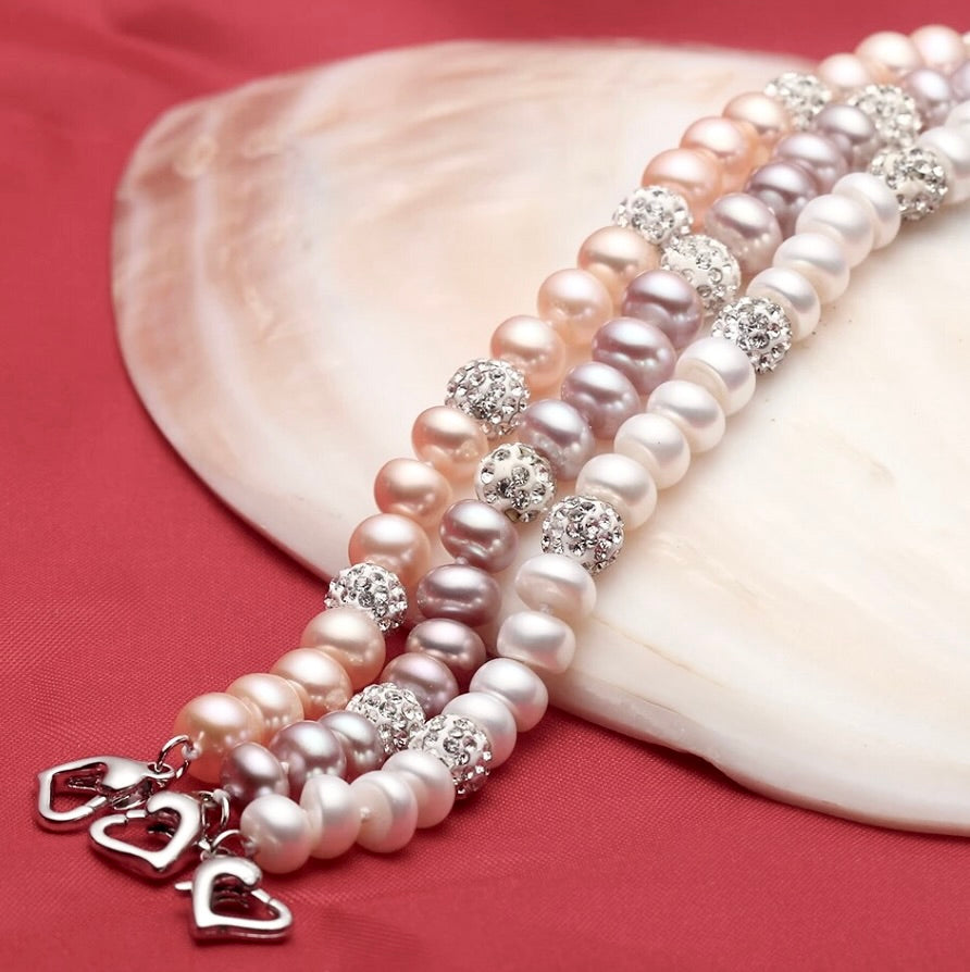 Wedding Jewelry - Natural Pearl 925 Sterling Silver Bridal Bracelet - More Colors