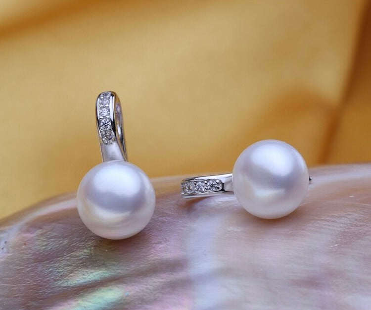 Wedding Pearl Jewelry - Freshwater Pearl Sterling Silver Bridal Earrings