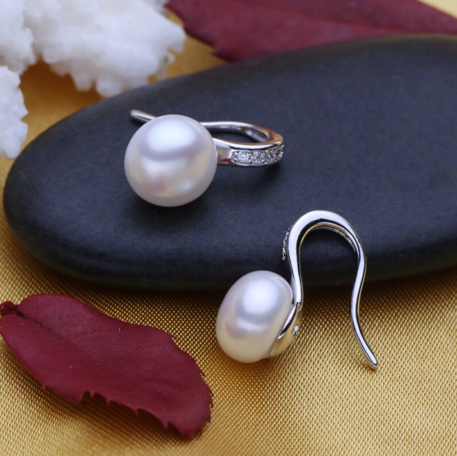 Wedding Pearl Jewelry - Freshwater Pearl Sterling Silver Bridal Earrings
