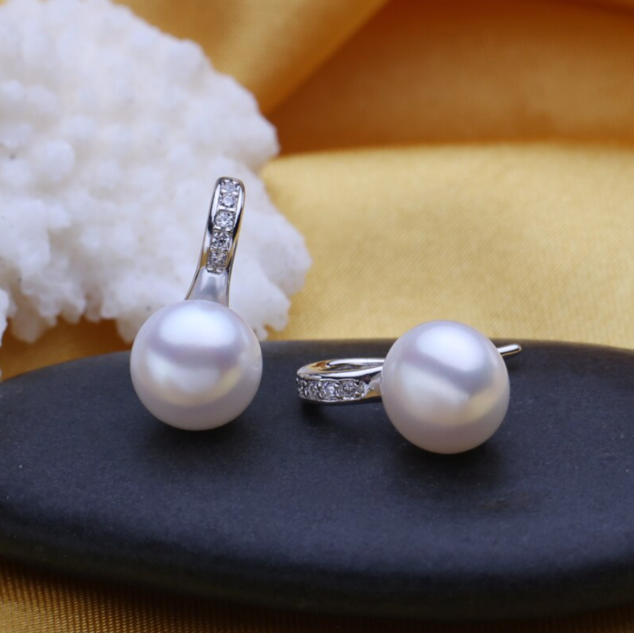 Wedding Pearl Jewelry - Freshwater Pearl Sterling Silver Bridal Earrings