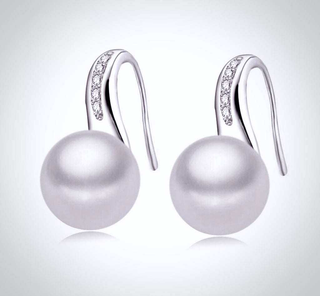 Wedding Pearl Jewelry - Freshwater Pearl Sterling Silver Bridal Earrings