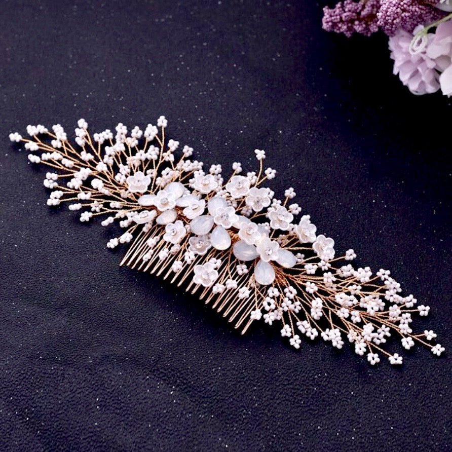 Wedding Hair Accessories - Opal Bridal Hair Comb - Available in Gold and Silver