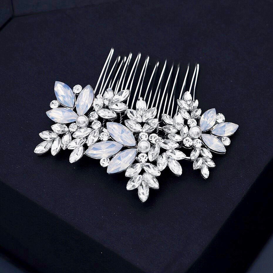 Wedding Hair Accessories -  Opal and Pearl Bridal Hair Comb