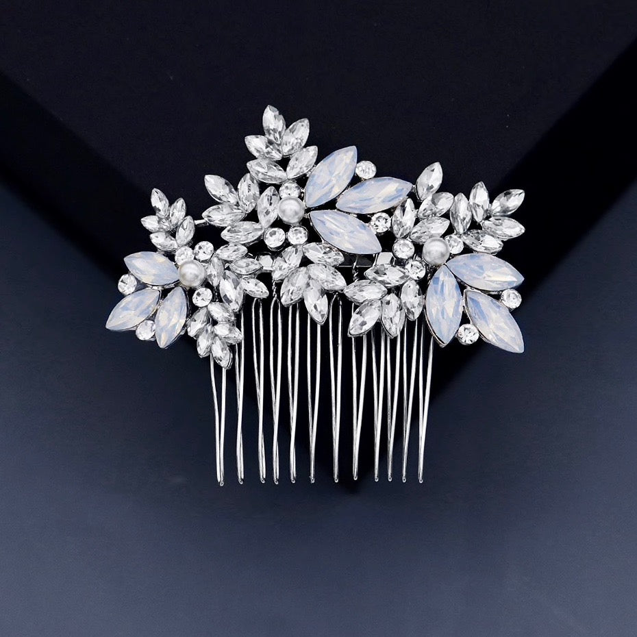 Wedding Hair Accessories -  Opal and Pearl Bridal Hair Comb