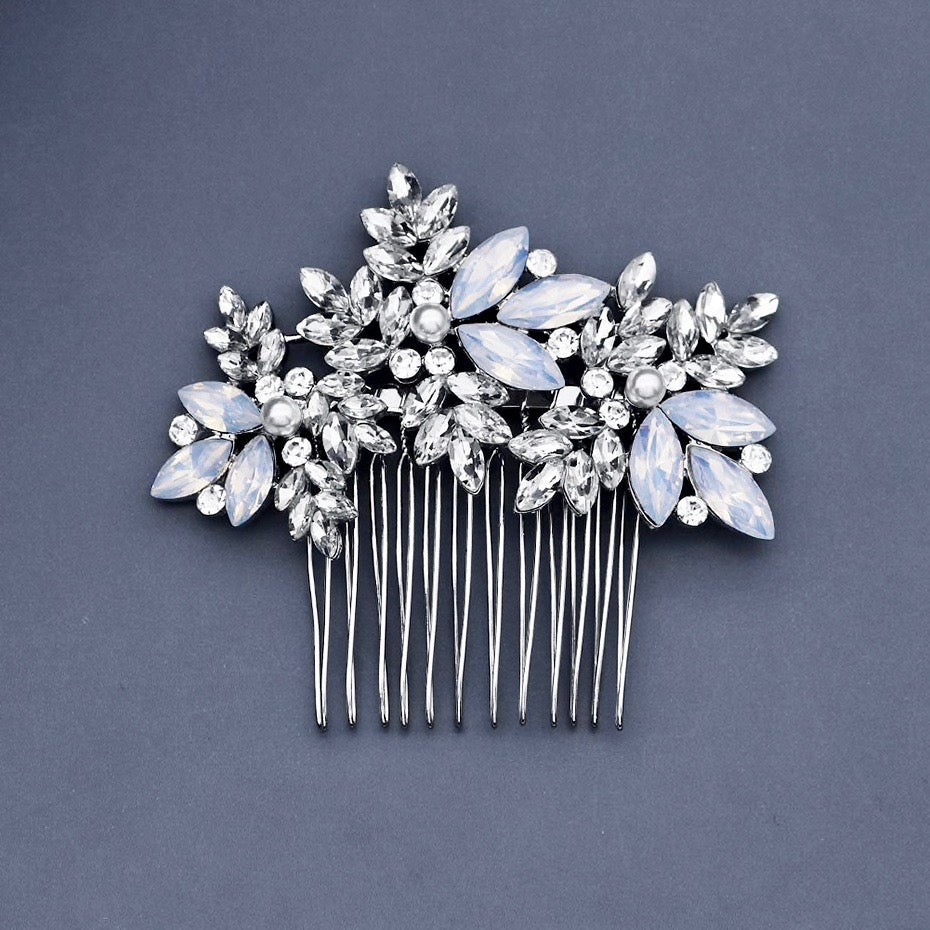 Wedding Hair Accessories -  Opal and Pearl Bridal Hair Comb