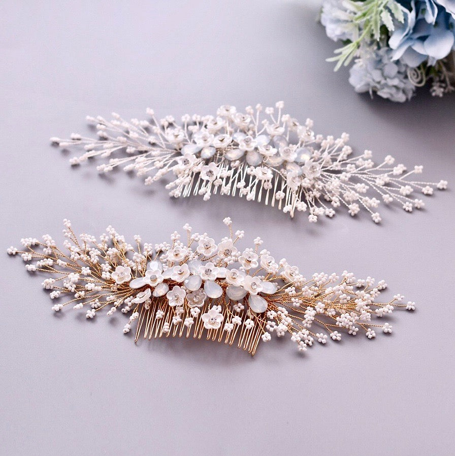 Wedding Hair Accessories - Opal Bridal Hair Comb - Available in Gold and Silver