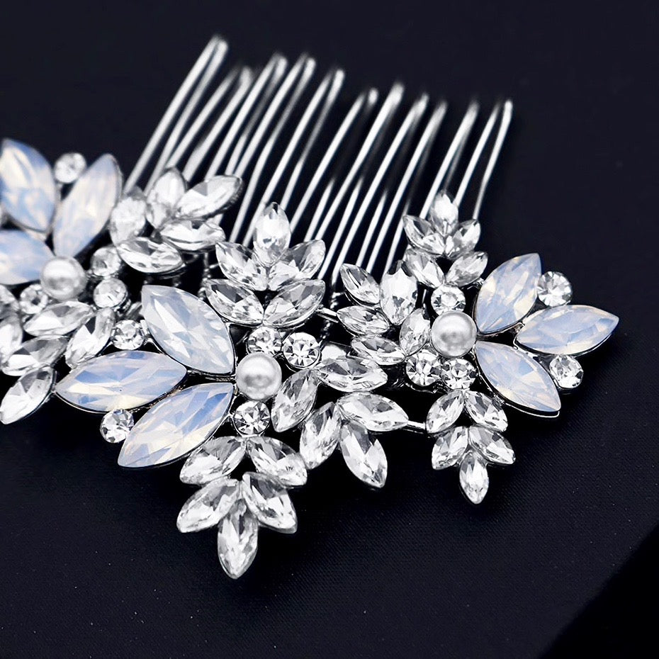 Wedding Hair Accessories -  Opal and Pearl Bridal Hair Comb