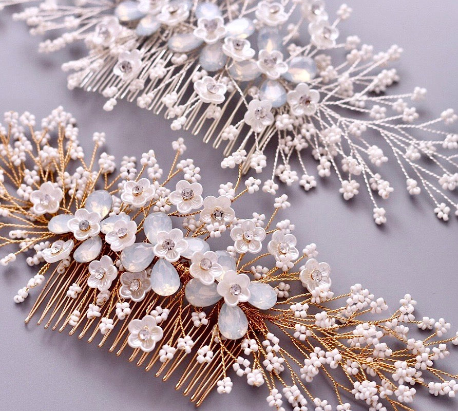 Wedding Hair Accessories - Opal Bridal Hair Comb - Available in Gold and Silver