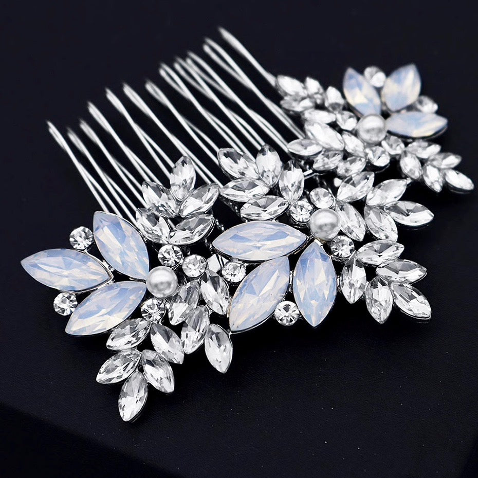 Wedding Hair Accessories -  Opal and Pearl Bridal Hair Comb