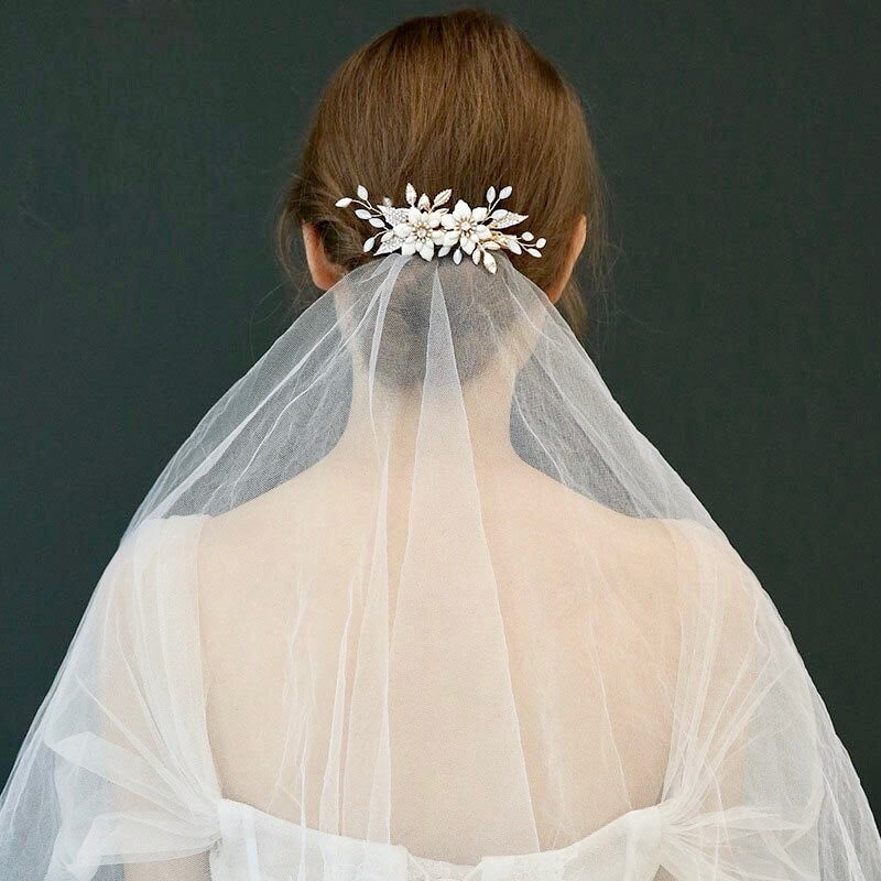 Wedding Hair Accessories - Opal Gold Bridal Hair Clip