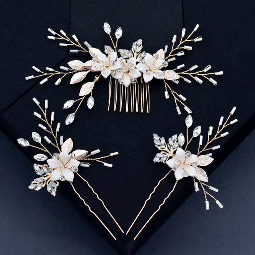 Wedding Hair Accessories - Opal Bridal Hair Comb and Pin Set