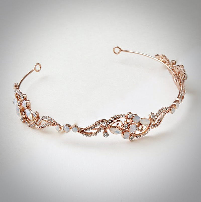 Wedding Hair Accessories - Swarovski Opal Bridal Headband - Available in Rose Gold and Yellow Gold