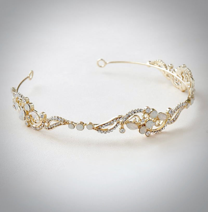 Wedding Hair Accessories - Swarovski Opal Bridal Headband - Available in Rose Gold and Yellow Gold