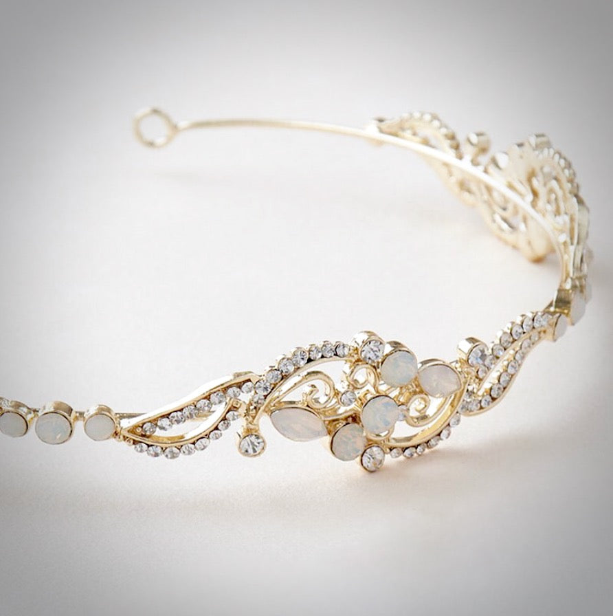 Wedding Hair Accessories - Swarovski Opal Bridal Headband - Available in Rose Gold and Yellow Gold