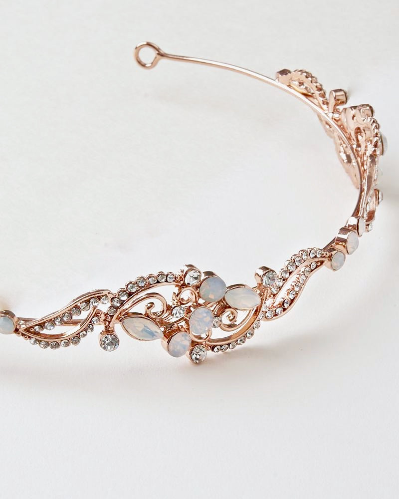 Wedding Hair Accessories - Swarovski Opal Bridal Headband - Available in Rose Gold and Yellow Gold