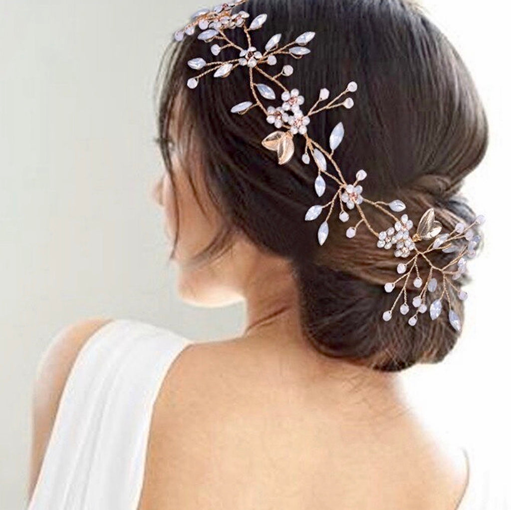 Wedding Hair Accessories - Gold Opal Bridal Headband Vine