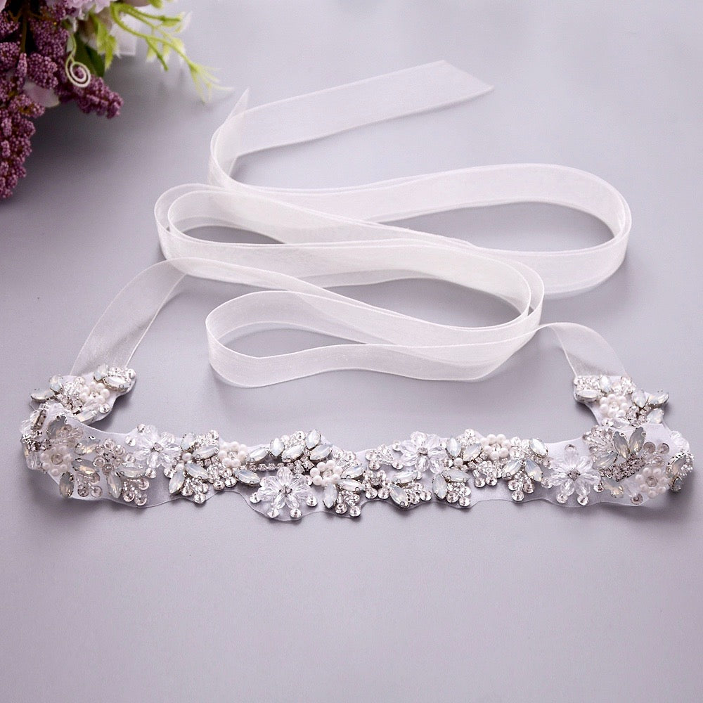 Wedding Accessories - Swarovski Opal and Pearl Bridal Belt/Sash | ADORA ...