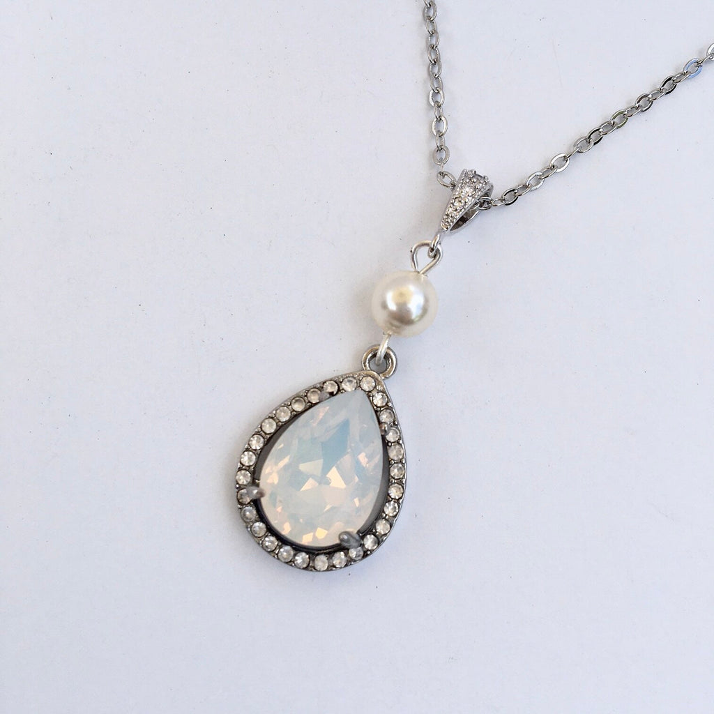 Pearl Wedding Jewelry - Pearl and Opal Bridal Jewelry Set