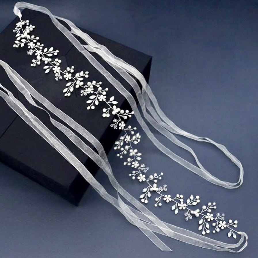 Wedding Accessories - Opal and Pearl Wired Bridal Belt/Sash - Available in Silver and Gold
