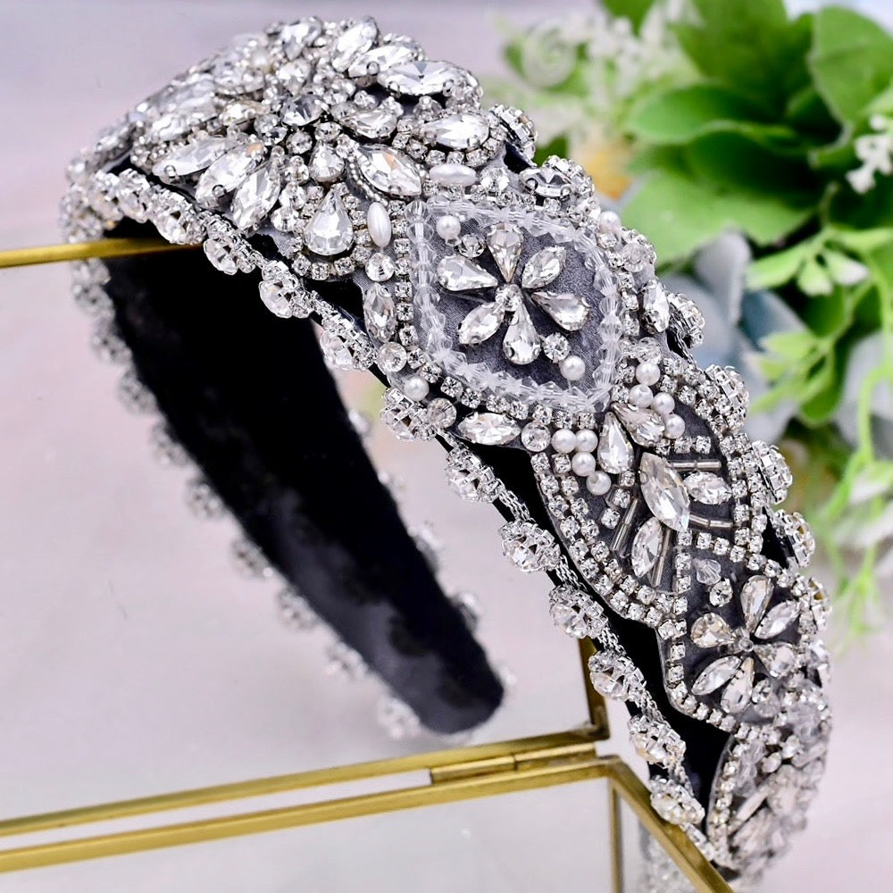 Wedding Hair Accessories - Royal Austrian Crystal and Pearl Bridal Headband / Tiara