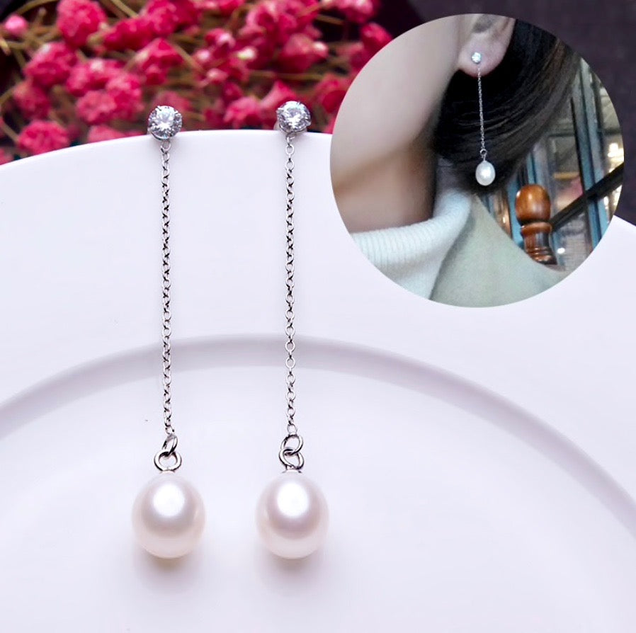 Wedding Pearl Jewelry - Freshwater Pearl Sterling Silver Bridal Earrings