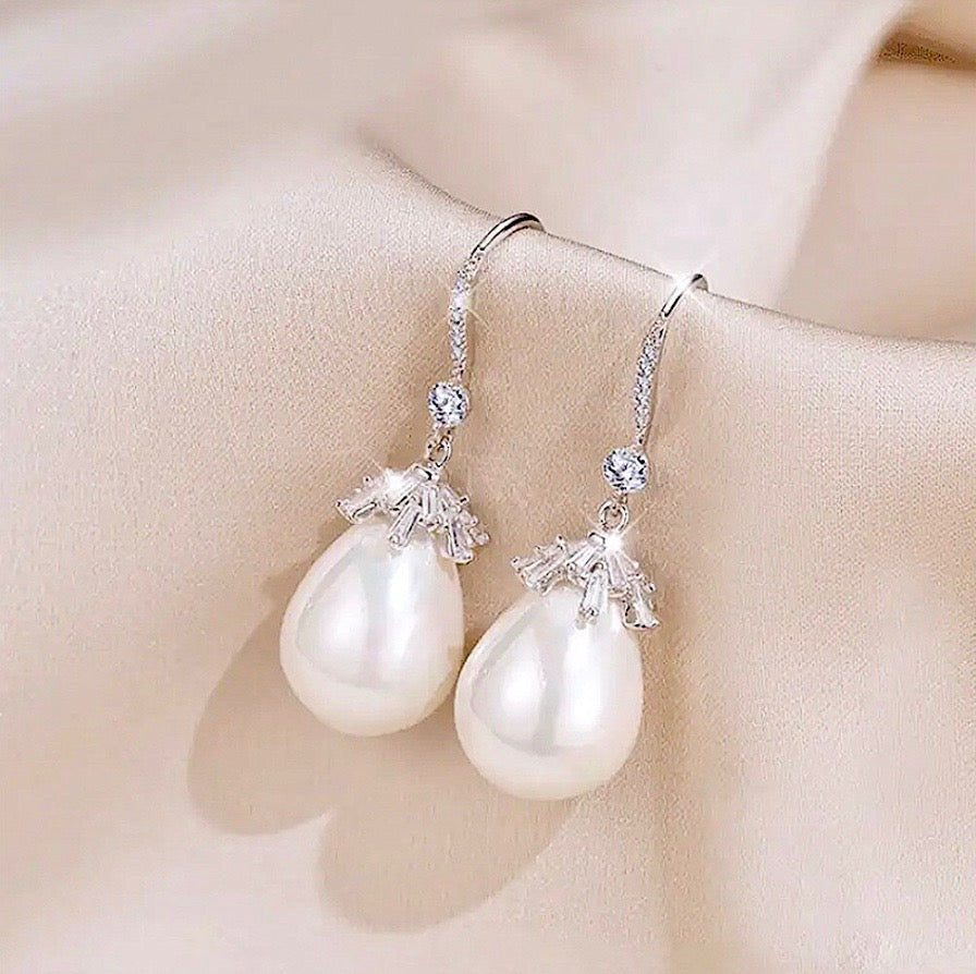 Wedding Jewelry - Bohemian Gold Pearl Bridal Earrings - Available in Yellow Gold and Silver
