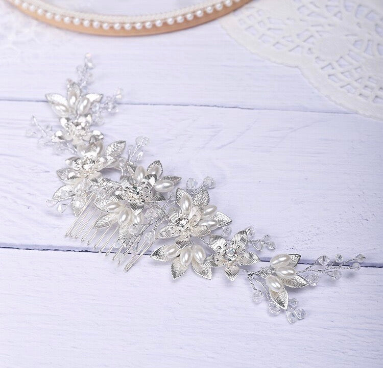 Wedding Hair Accessories - Pearl and Crystal Bridal Hair Comb - Available in Gold and Silver