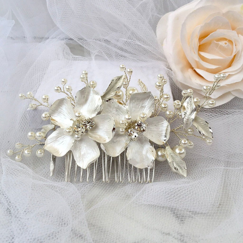 Wedding Hair Accessories - Pearl Bridal Hair Comb - Available in Gold and Silver