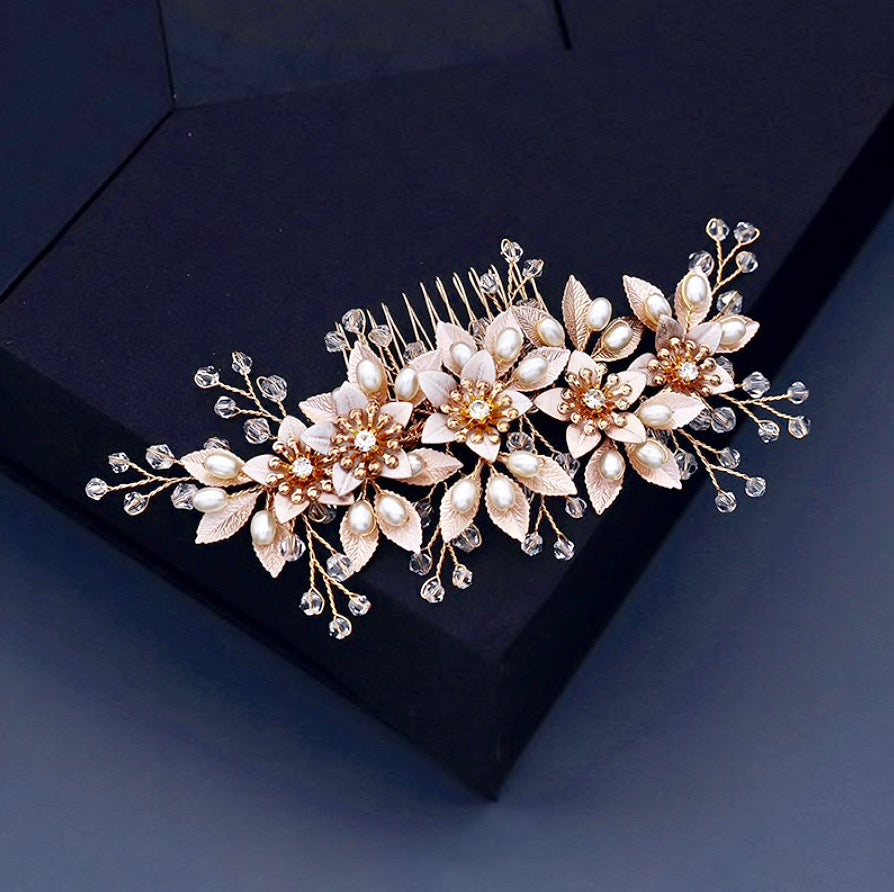 Wedding Hair Accessories - Pearl and Crystal Bridal Hair Comb - Available in Gold and Silver