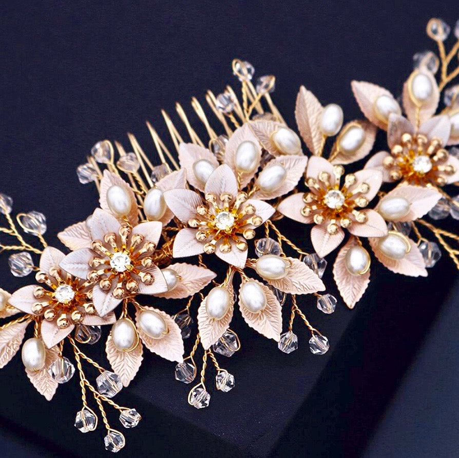 Wedding Hair Accessories - Pearl and Crystal Bridal Hair Comb - Available in Gold and Silver