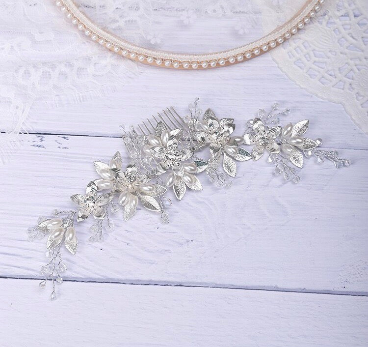 Wedding Hair Accessories - Pearl and Crystal Bridal Hair Comb - Available in Gold and Silver